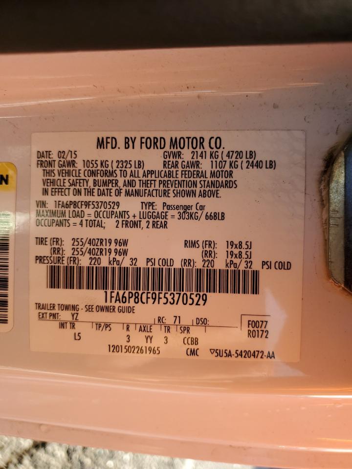 2015 Ford Mustang Gt VIN: 1FA6P8CF9F5370529 Lot: 90386135