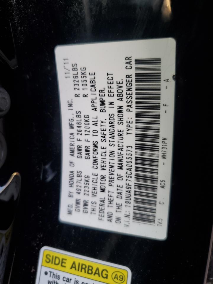 2012 Acura Tl VIN: 19UUA9F75CA005573 Lot: 91818805