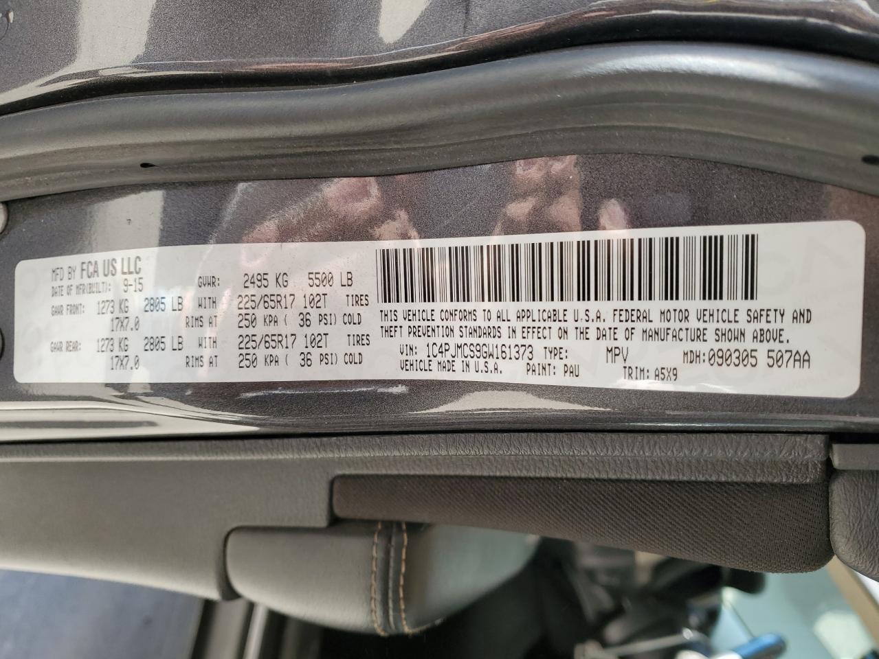 2016 Jeep Cherokee Latitude VIN: 1C4PJMCS9GW161373 Lot: 92336615