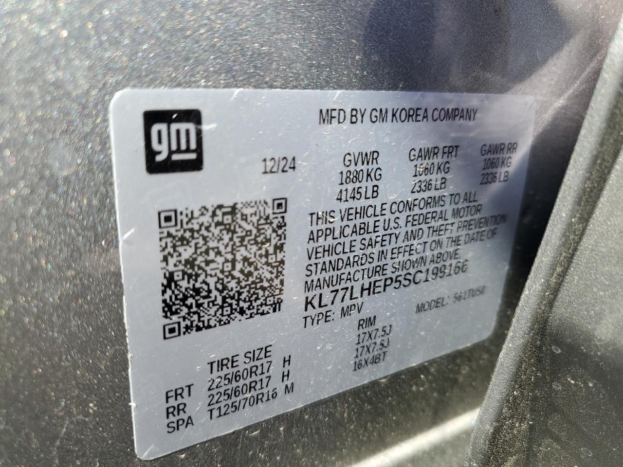 2025 Chevrolet Trax 1Lt VIN: KL77LHEP5SC199166 Lot: 91879385