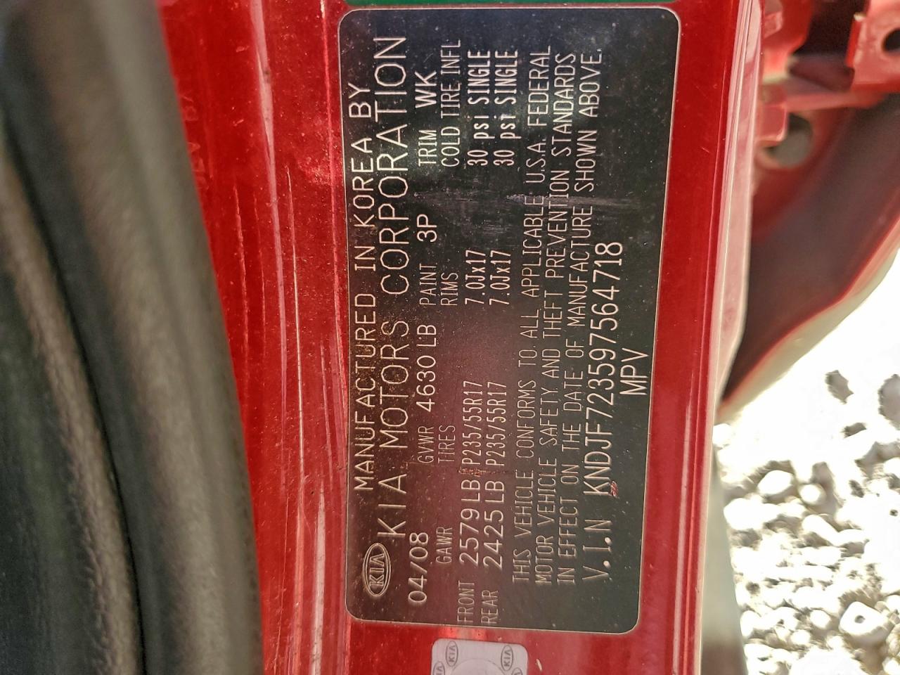 2009 Kia Sportage Lx VIN: KNDJF723597564718 Lot: 93249245