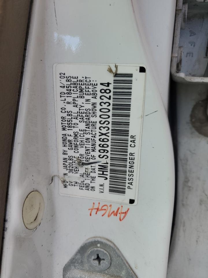 2003 Honda Civic Hybrid VIN: JHMES966X3S003284 Lot: 92006845