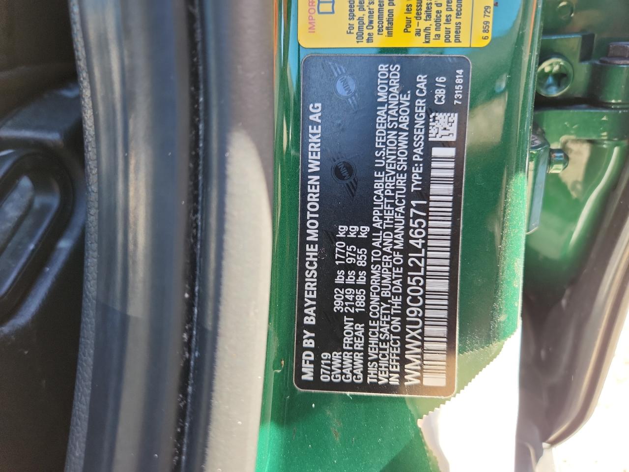 2020 Mini Cooper S VIN: WMWXU9C05L2L46571 Lot: 90685525