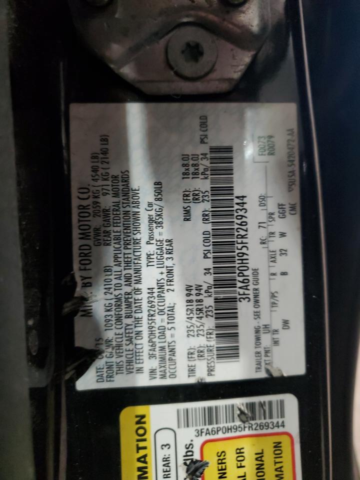 2015 Ford Fusion Se VIN: 3FA6P0H95FR269344 Lot: 91590165