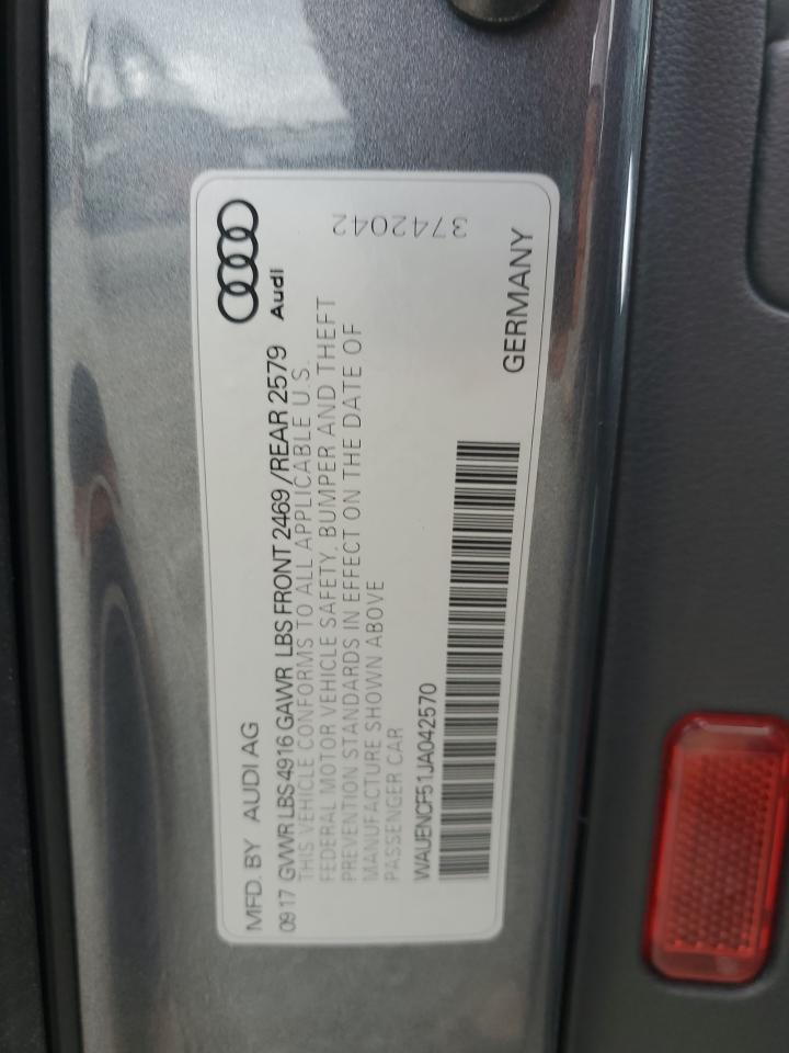2018 Audi A5 Premium Plus S-Line VIN: WAUENCF51JA042570 Lot: 85561155