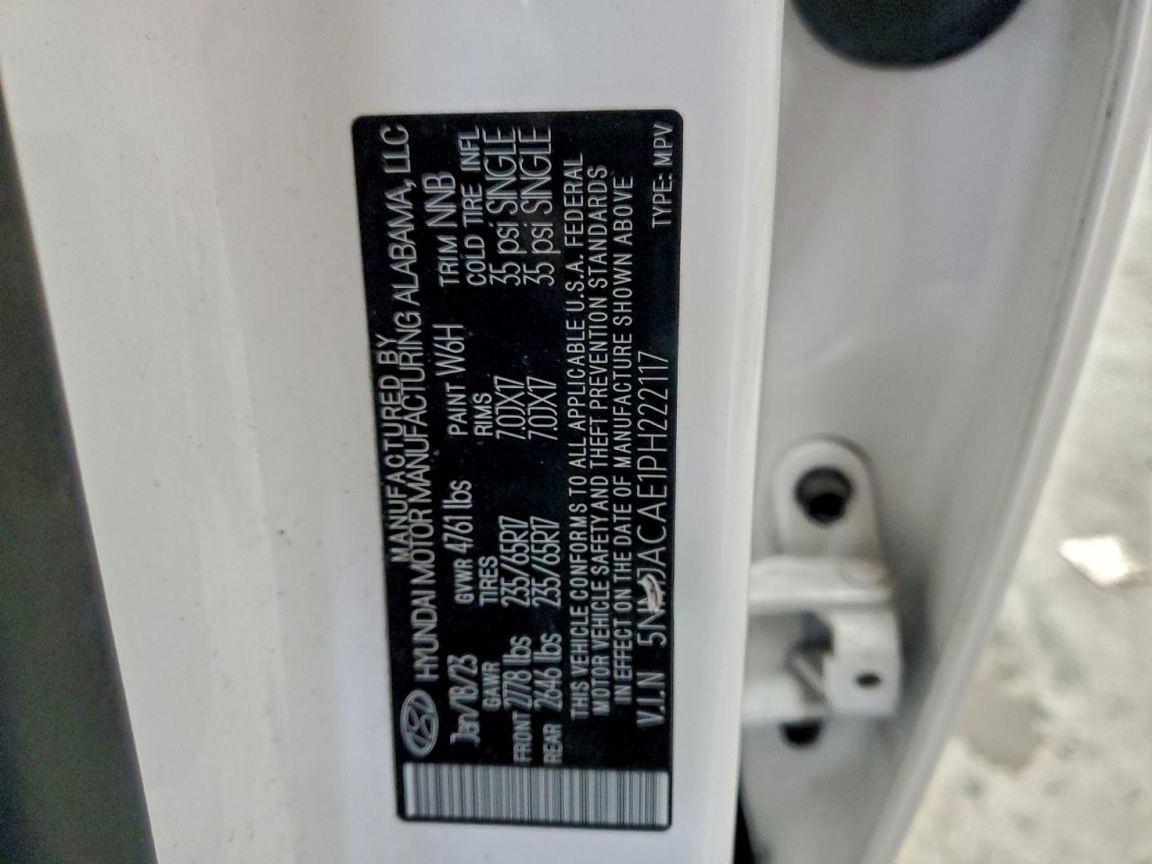 2023 Hyundai Tucson Se VIN: 5NMJACAE1PH222117 Lot: 94303715