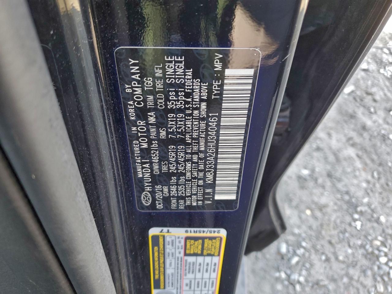 2017 Hyundai Tucson Limited VIN: KM8J33A26HU340461 Lot: 91591835