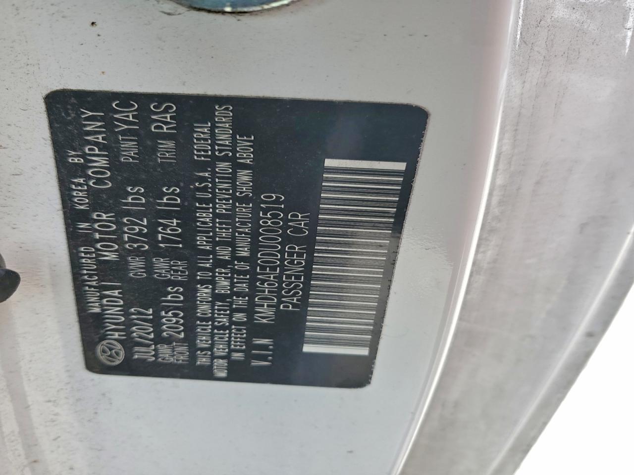 2013 Hyundai Elantra Coupe Gs VIN: KMHDH6AE0DU008519 Lot: 94609435