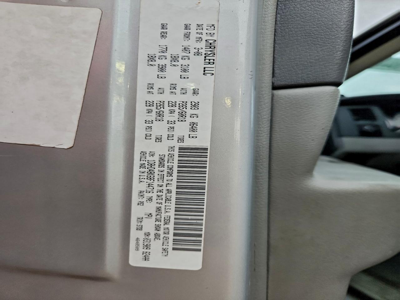 2008 Dodge Durango Slt VIN: 1D8HD48K68F144716 Lot: 93138445