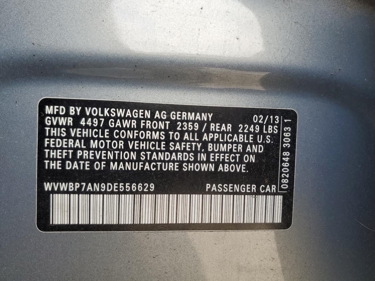 2013 Volkswagen Cc Sport VIN: WVWBP7AN9DE556629 Lot: 93119095