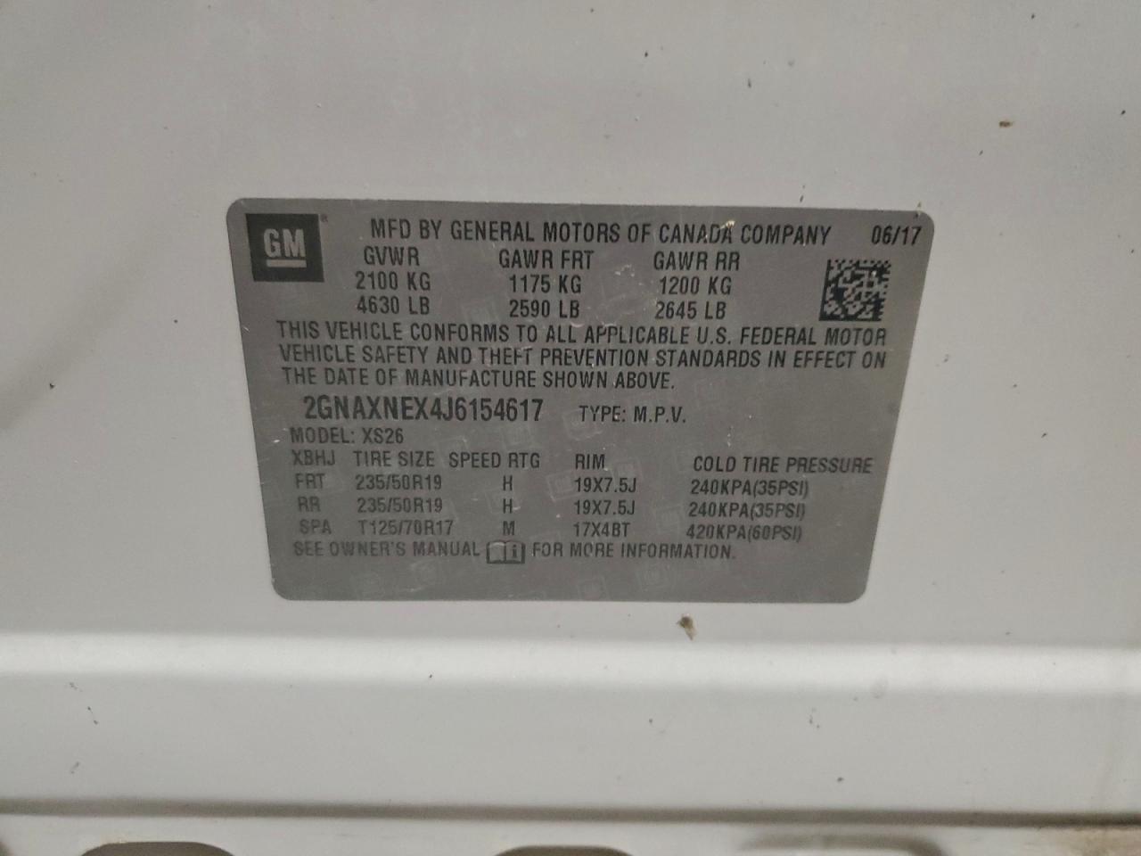 2018 Chevrolet Equinox Premier VIN: 2GNAXNEX4J6154617 Lot: 93747225