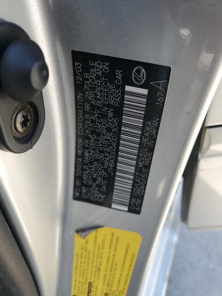 2004 Lexus Es 330 VIN: JTHBA30G040013095 Lot: 91583865