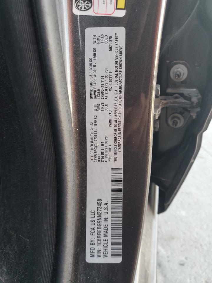 2022 Ram 1500 Big Horn/Lone Star VIN: 1C6RREBG9NN273458 Lot: 86525095