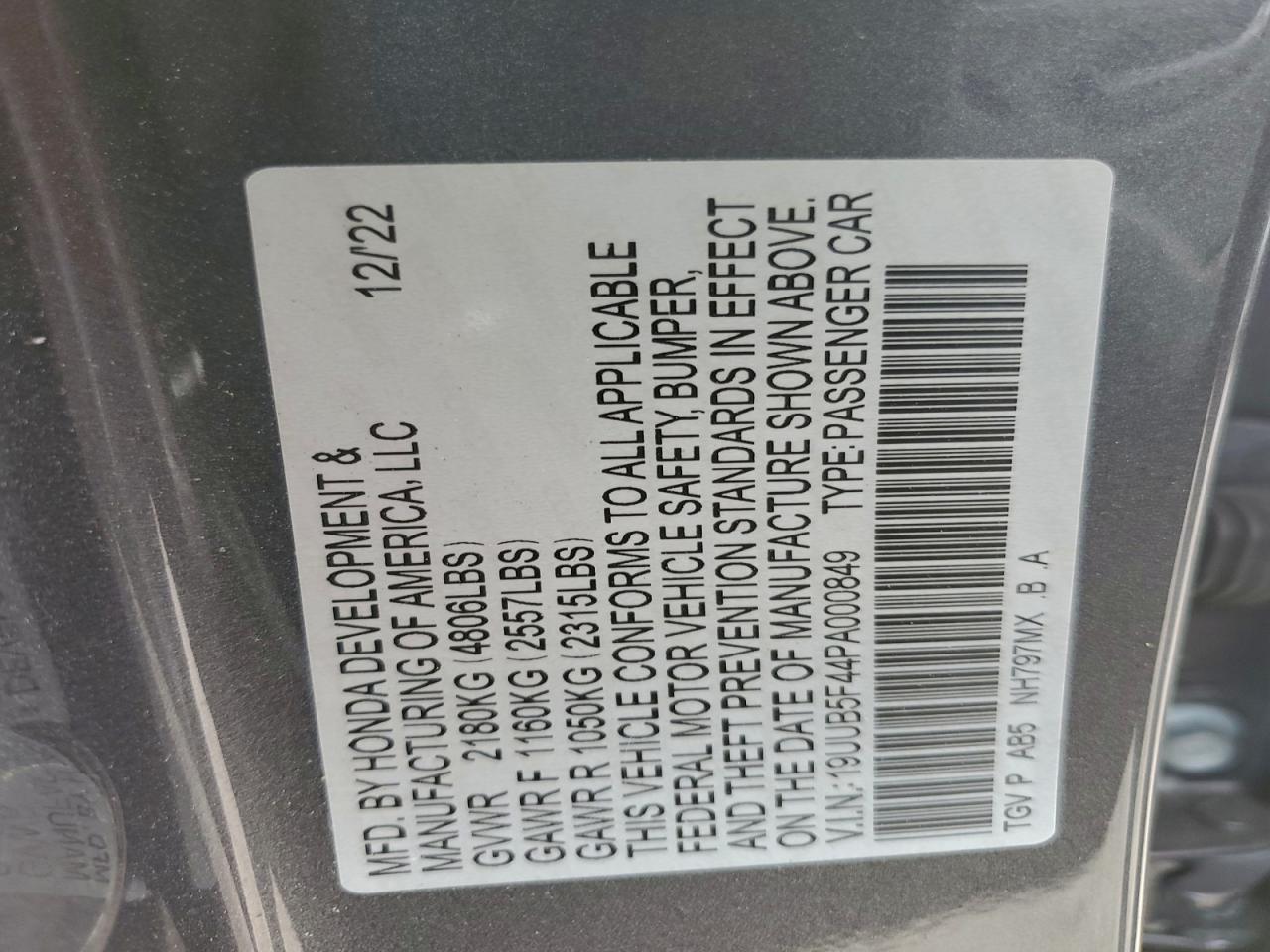 2023 Acura Tlx Technology VIN: 19UUB5F44PA000849 Lot: 94118835