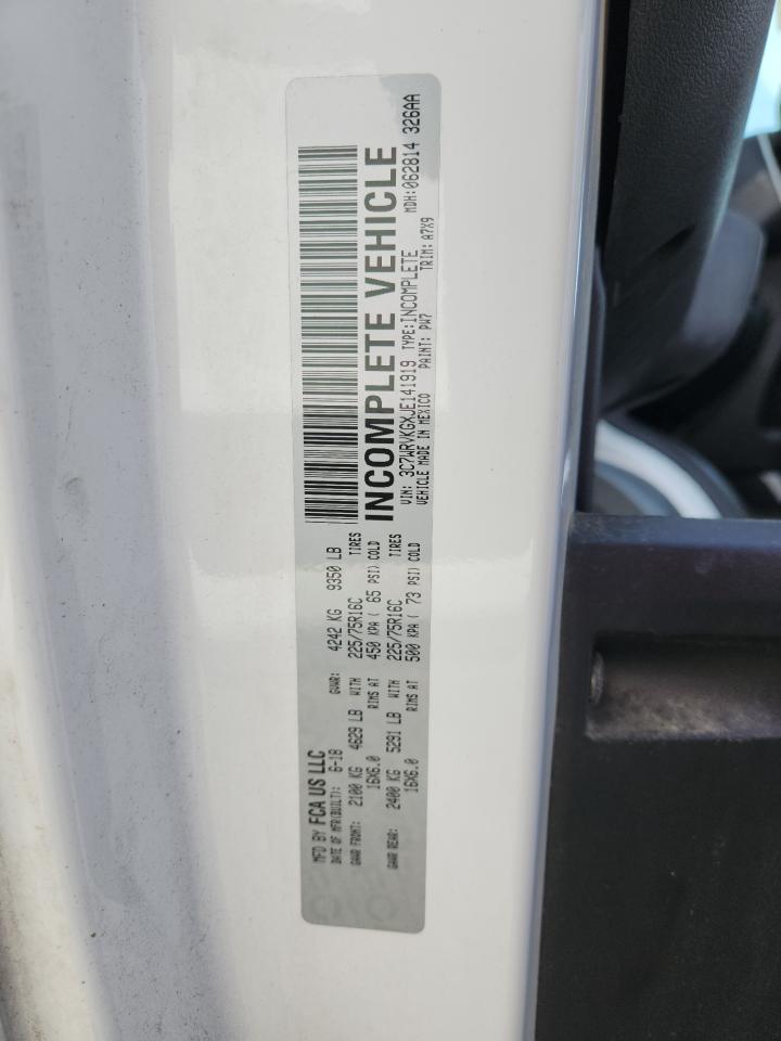 2018 Ram Promaster 3500 Utility / Service Truck VIN: 3C7WRVKGXJE141919 Lot: 90653745