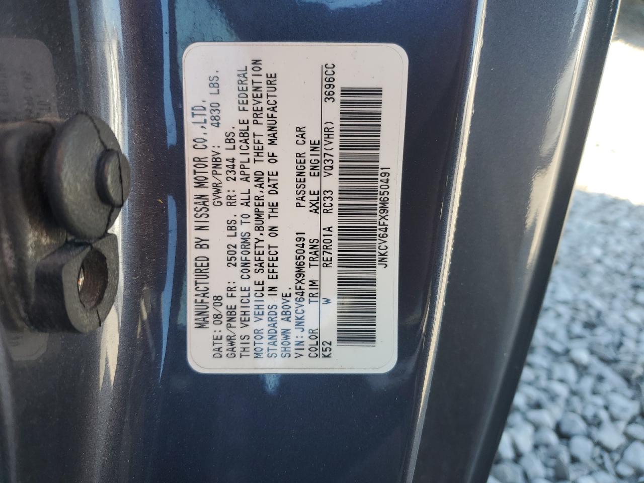 2009 Infiniti G37 VIN: JNKCV64FX9M650491 Lot: 93042045