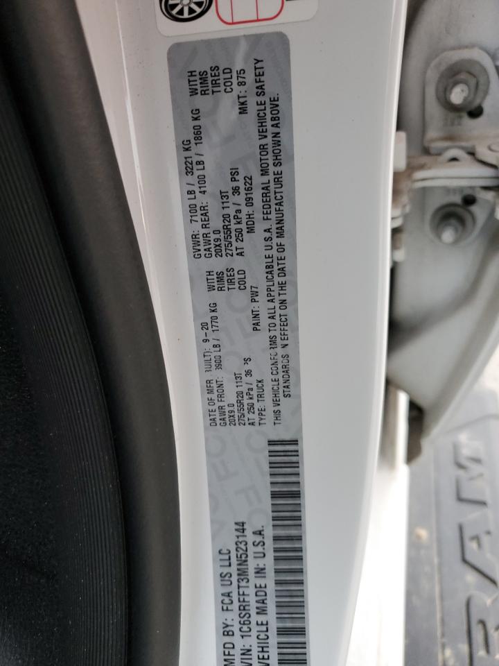 2021 Ram 1500 Big Horn/Lone Star VIN: 1C6SRFFT3MN523144 Lot: 93193955