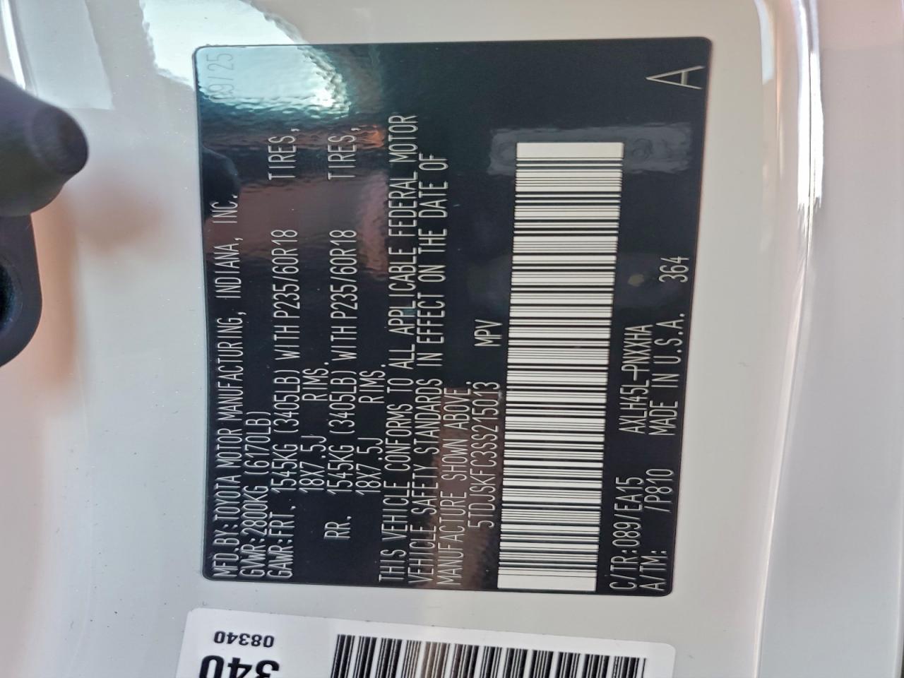 2025 Toyota Sienna Xle VIN: 5TDJSKFC3SS215013 Lot: 94161695