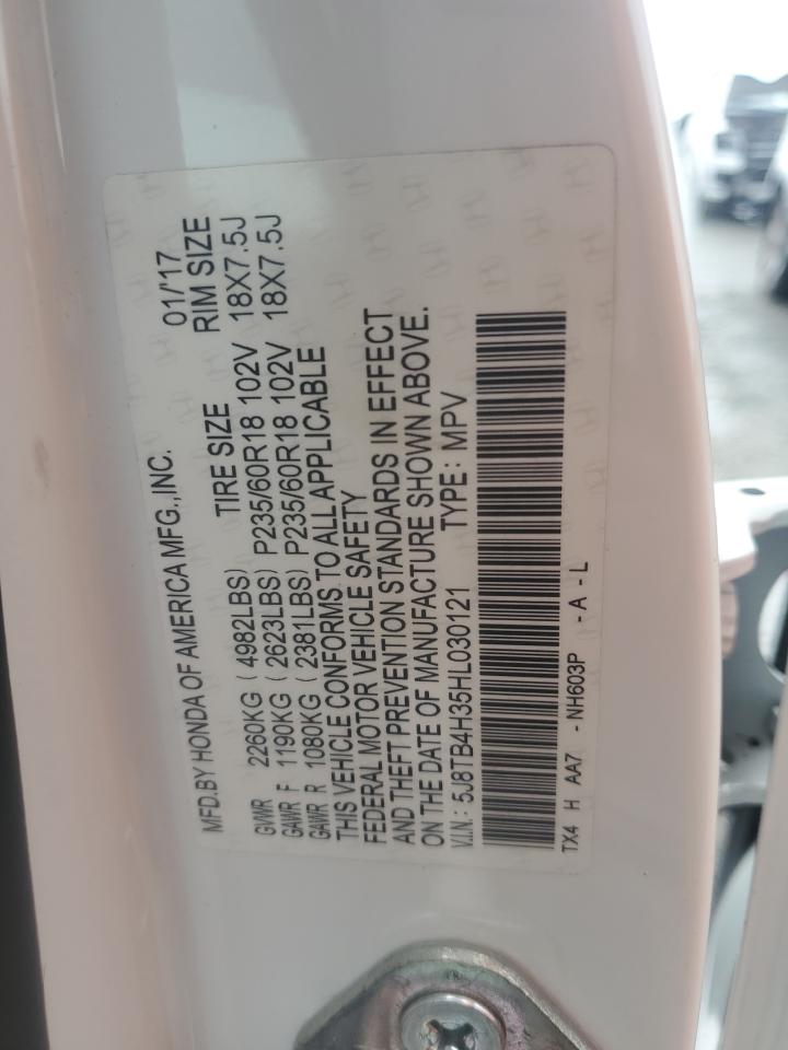 2017 Acura Rdx VIN: 5J8TB4H35HL030121 Lot: 91218715