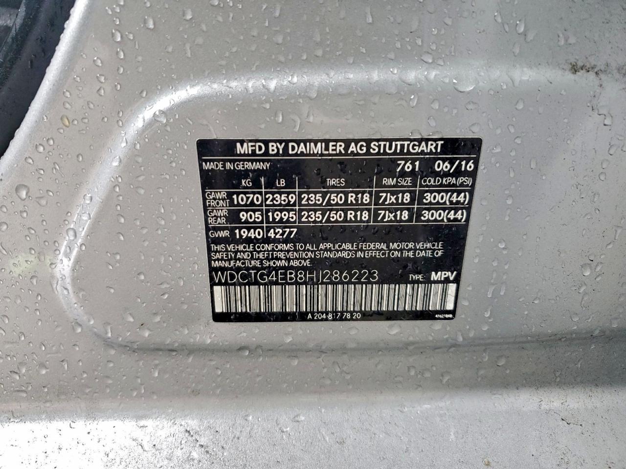 2017 Mercedes-Benz Gla 250 VIN: WDCTG4EB8HJ286223 Lot: 92601265