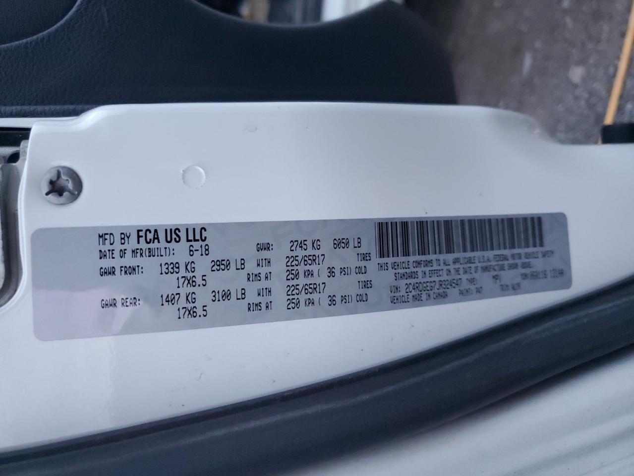 2018 Dodge Grand Caravan Gt VIN: 2C4RDGEG7JR324547 Lot: 92227525