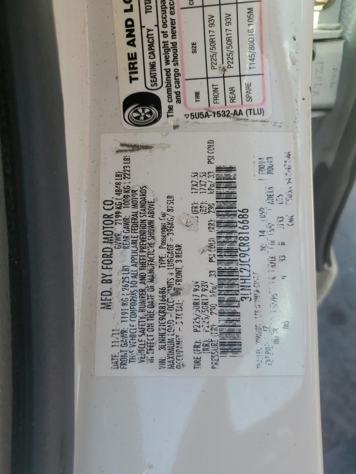 2012 Lincoln Mkz VIN: 3LNHL2JC9CR816686 Lot: 92955505