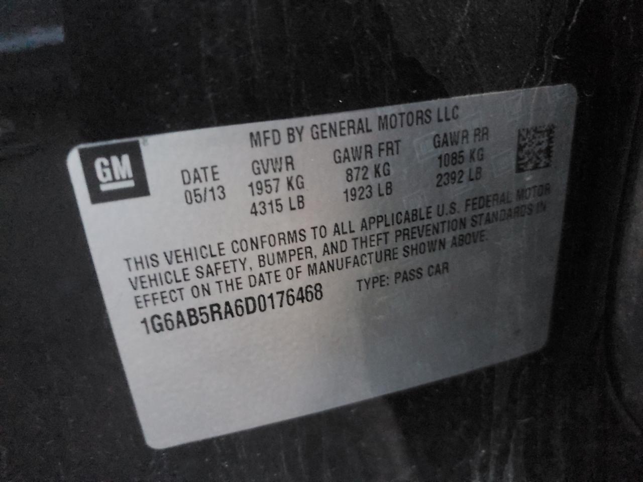 2013 Cadillac Ats Luxury VIN: 1G6AB5RA6D0176468 Lot: 91916745