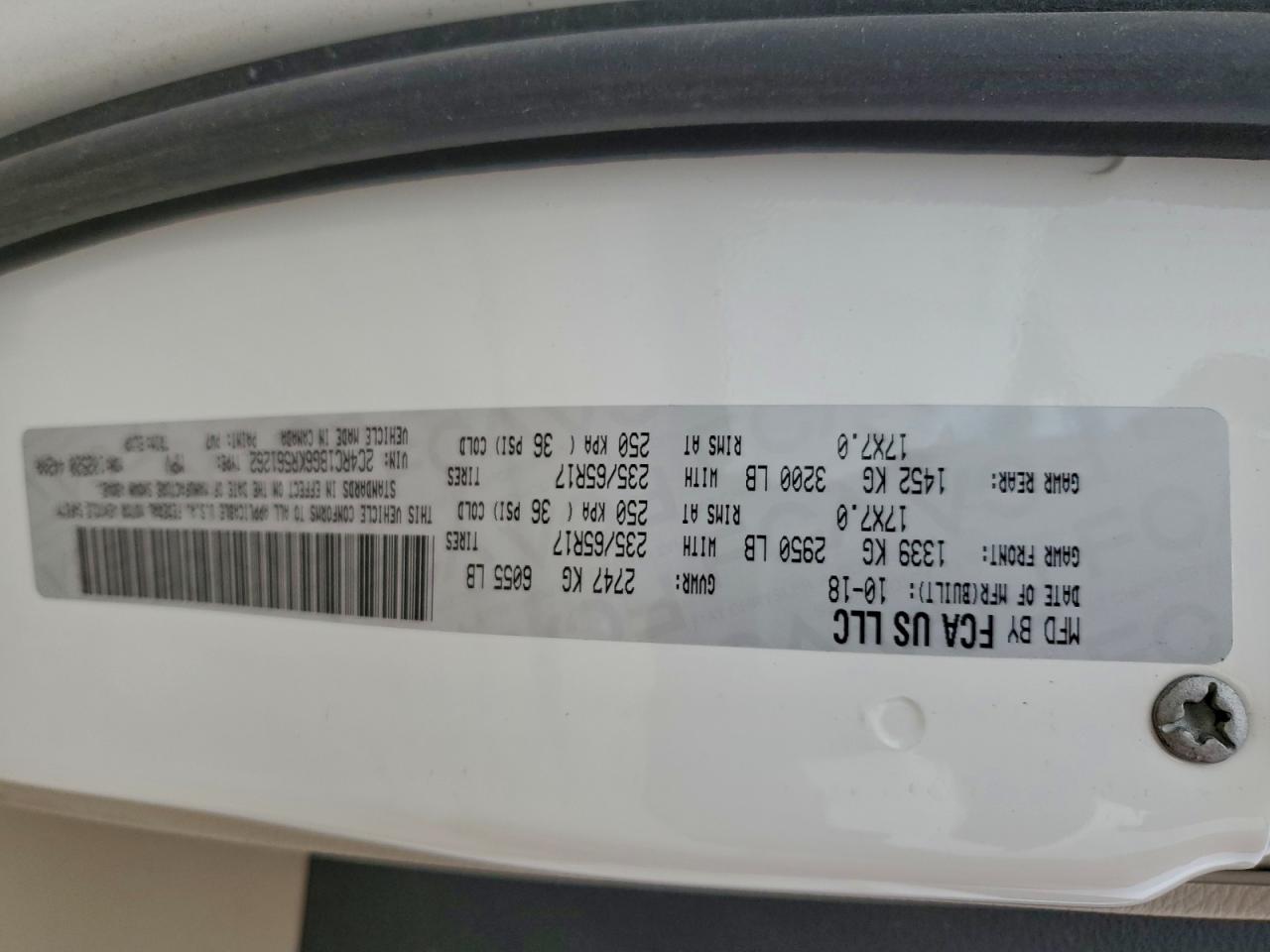 2019 Chrysler Pacifica Touring L VIN: 2C4RC1BG6KR561262 Lot: 93520505