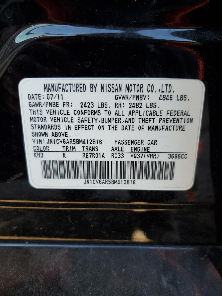 2011 Infiniti G37 VIN: JN1CV6AR5BM412816 Lot: 91521695