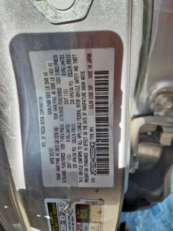 2012 Mazda Cx-9 VIN: JM3TB2DA4C0333402 Lot: 92898095