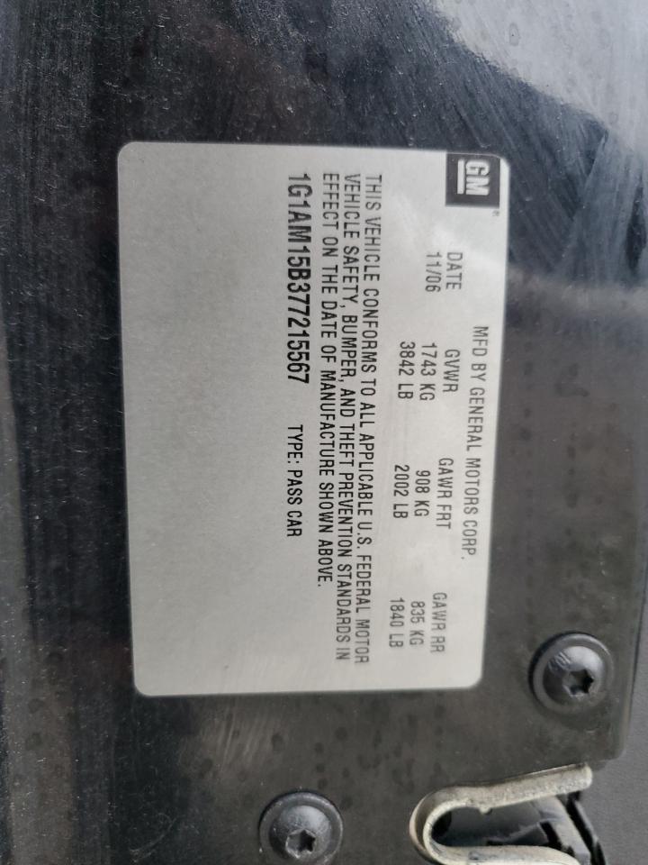 2007 Chevrolet Cobalt Ss VIN: 1G1AM15B377215567 Lot: 93667225