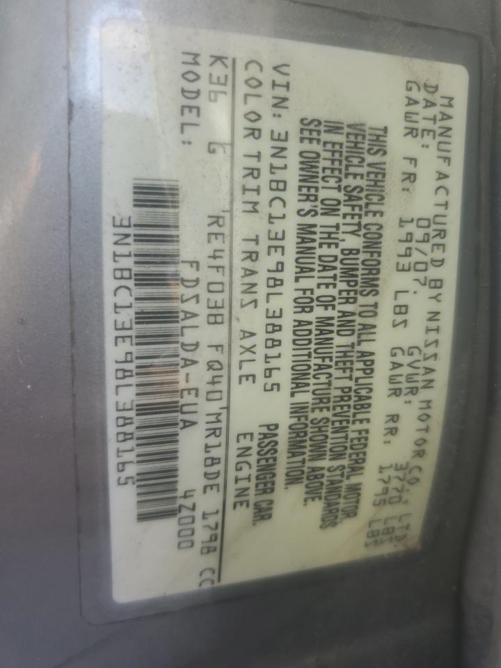 2008 Nissan Versa S VIN: 3N1BC13E98L388165 Lot: 92810345