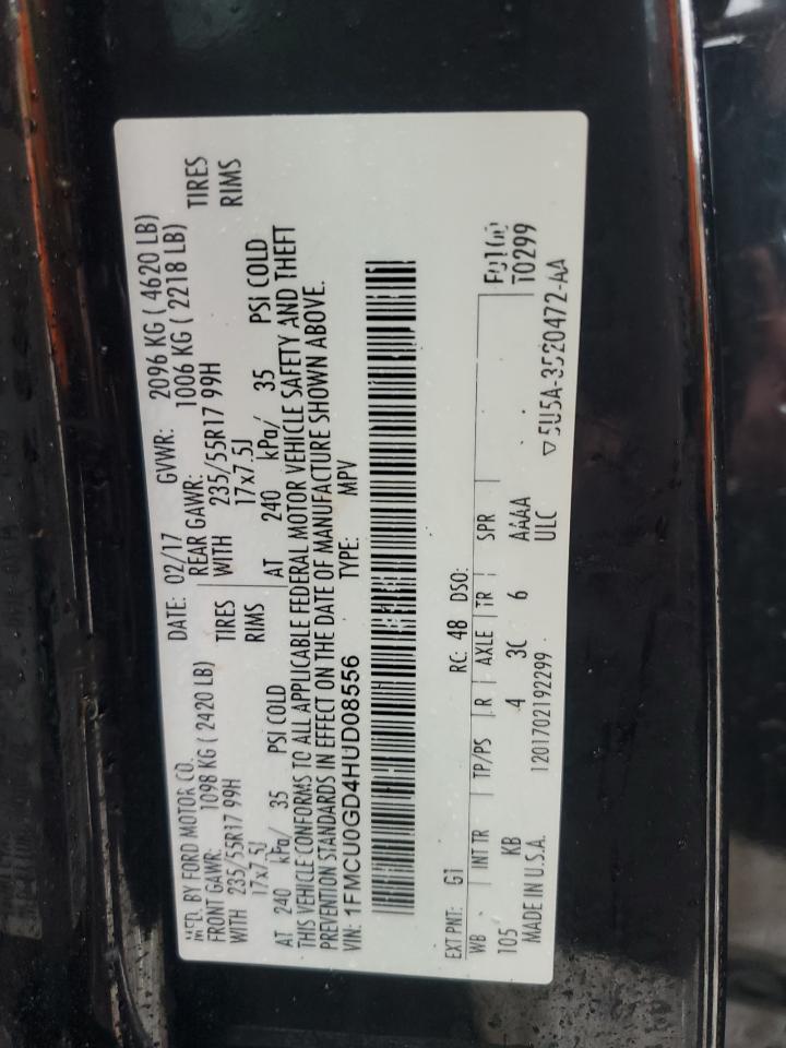 2017 Ford Escape Se VIN: 1FMCU0GD4HUD08556 Lot: 93398485