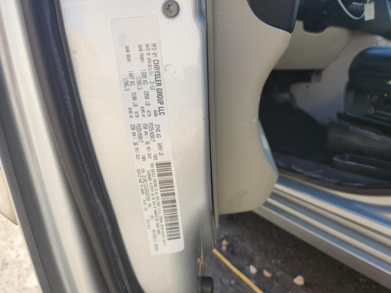 2012 Chrysler Town & Country Touring L VIN: 2C4RC1CG3CR267284 Lot: 92721015