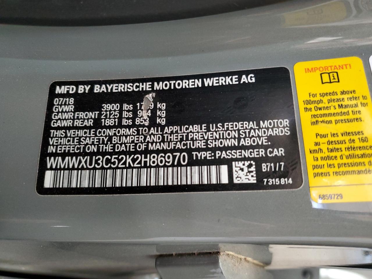 2019 Mini Cooper S VIN: WMWXU3C52K2H86970 Lot: 93298875