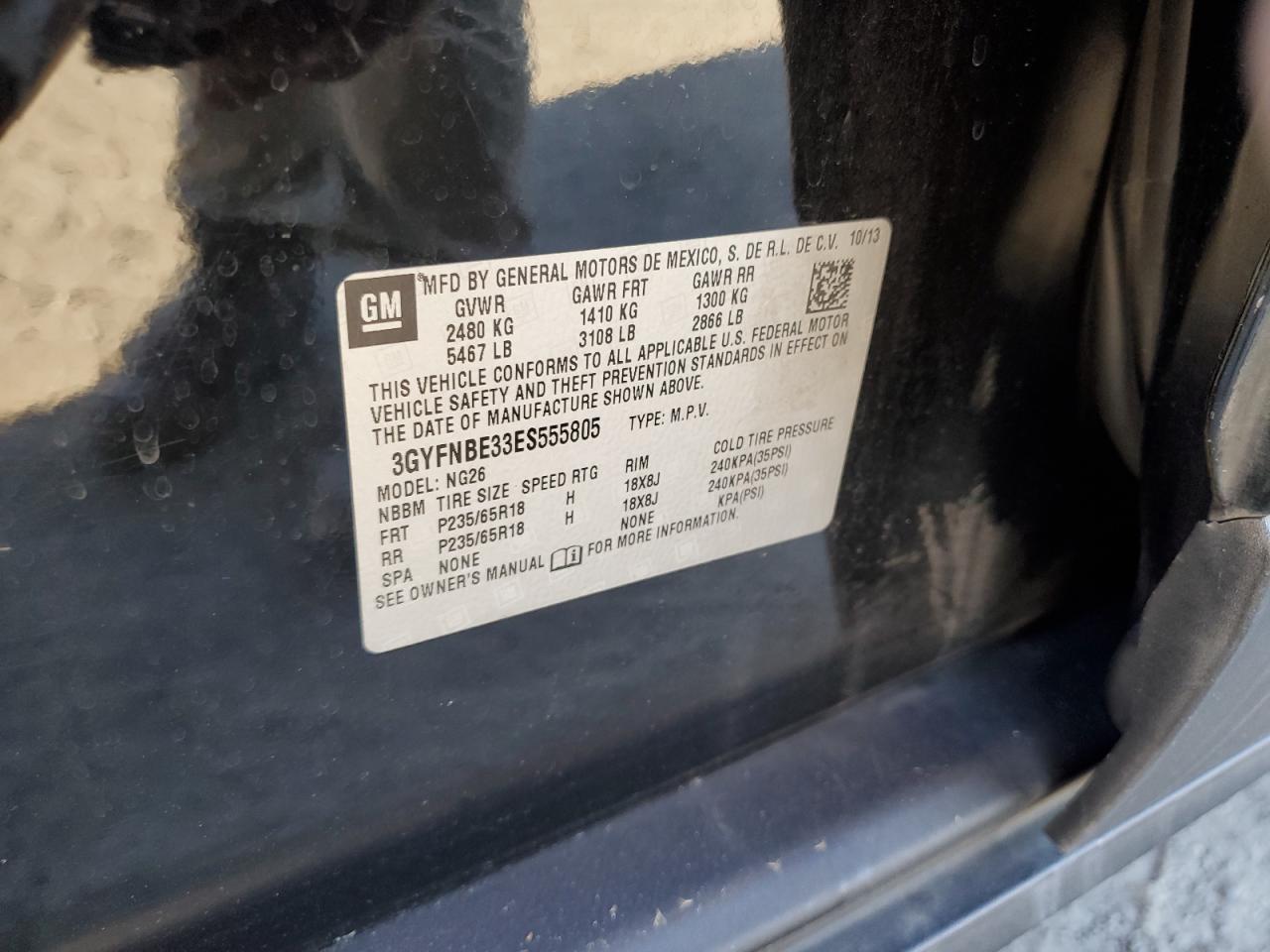 2014 Cadillac Srx Luxury Collection VIN: 3GYFNBE33ESS55580 Lot: 91269485