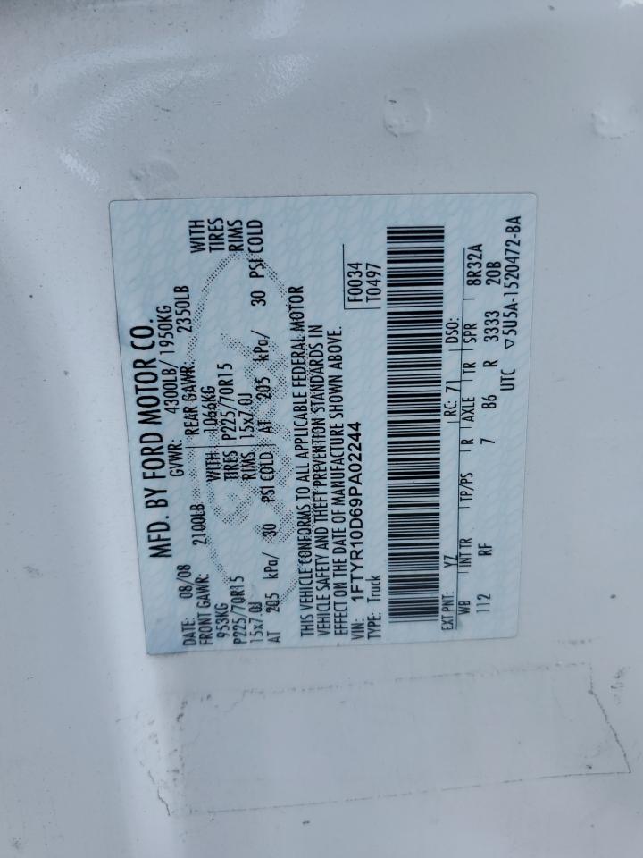 2009 Ford Ranger VIN: 1FTYR10D69PA02244 Lot: 92635955