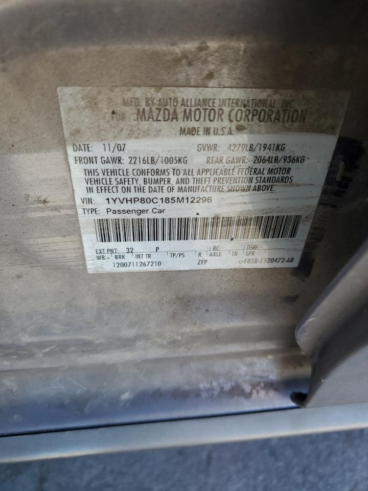 2008 Mazda 6 I VIN: 1YVHP80C185M12296 Lot: 91695035