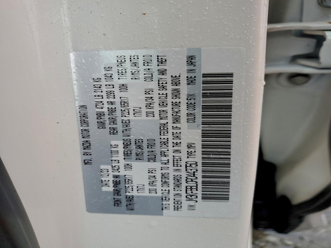 2024 Mazda Cx-5 Select VIN: JM3KFBBL0R0443750 Lot: 94287305