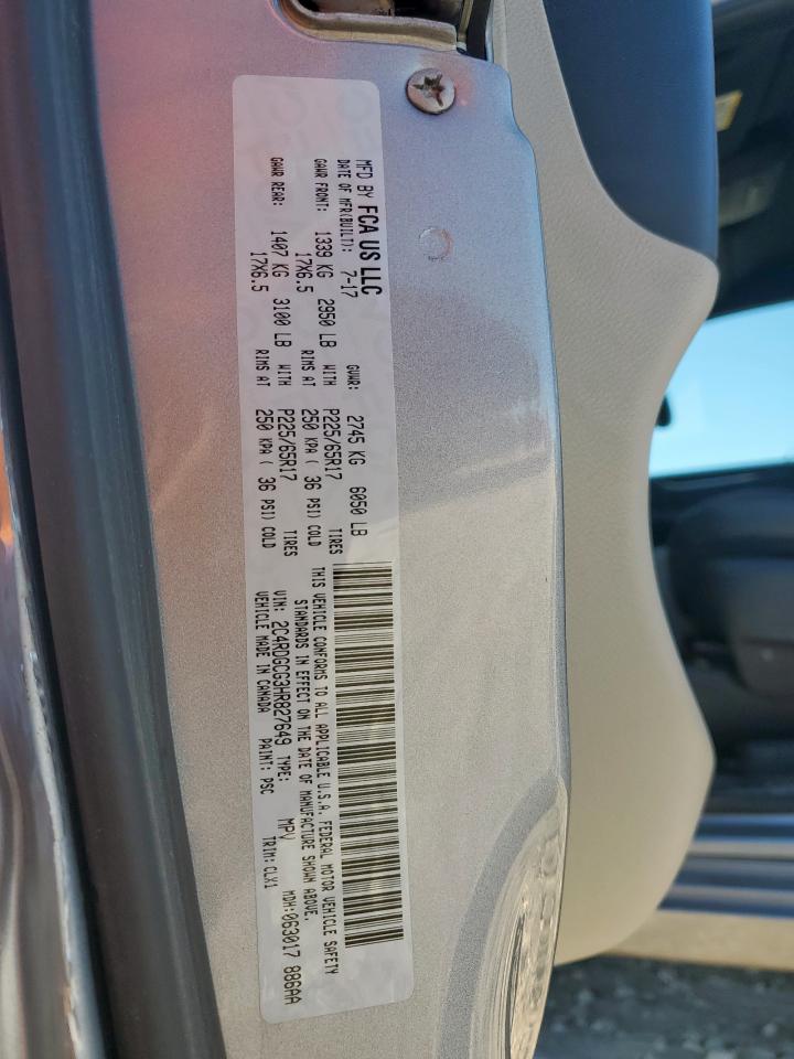 2017 Dodge Grand Caravan Sxt VIN: 2C4RDGCG3HR827649 Lot: 91201125