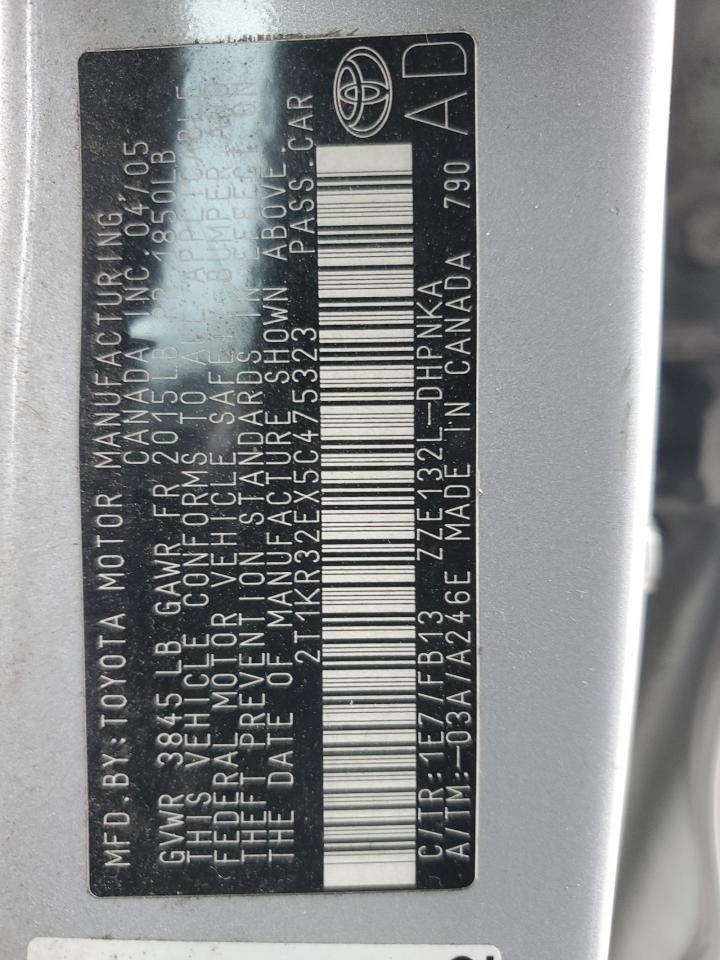 2005 Toyota Corolla Matrix Xr VIN: 2T1KR32EX5C475323 Lot: 92731355