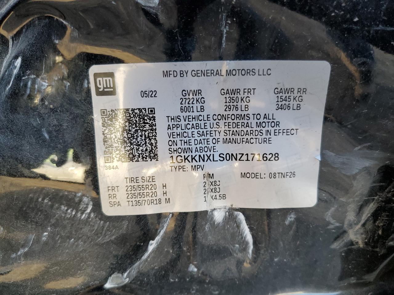 2022 GMC Acadia Denali VIN: 1GKKNXLS0NZ171628 Lot: 93259475