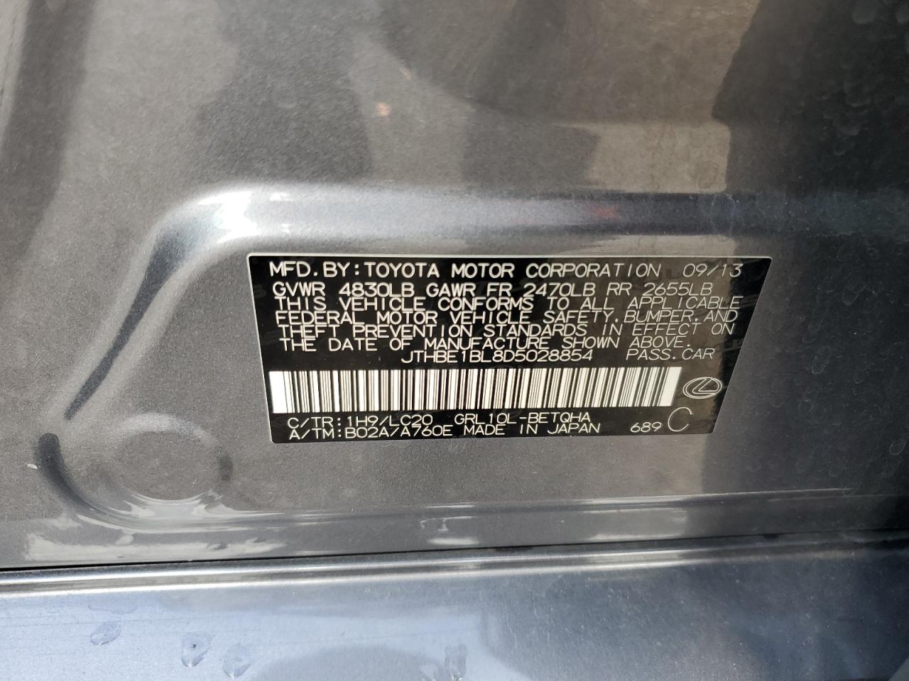 2013 Lexus Gs 350 VIN: JTHBE1BL8D5028854 Lot: 93297805