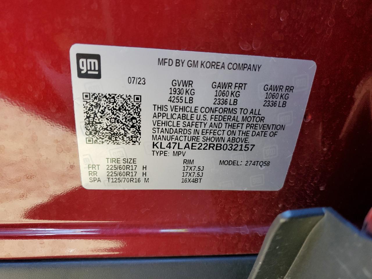 2024 Buick Envista Preferred VIN: KL47LAE22RB032157 Lot: 92493515