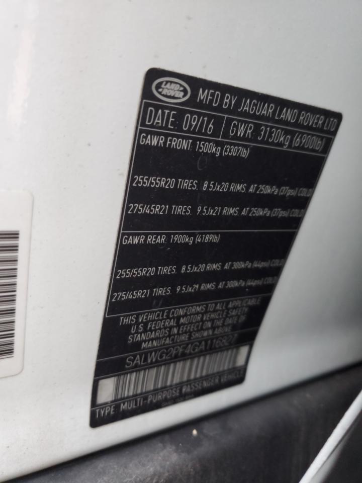 2016 Land Rover Range Rover Sport Se VIN: SALWG2PF4GA116827 Lot: 90633125