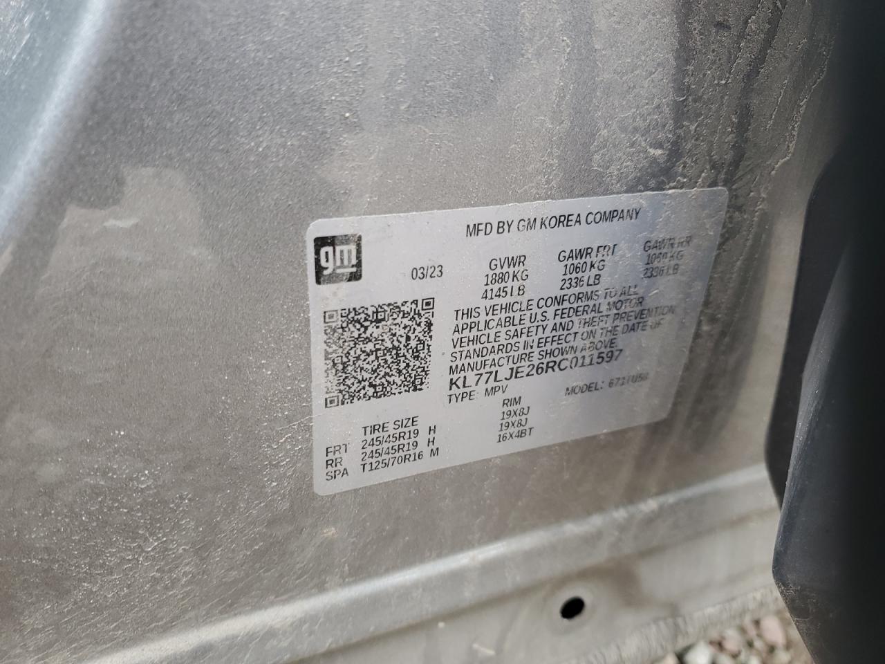 2024 Chevrolet Trax 2Rs VIN: KL77LJE26RC011597 Lot: 92694515