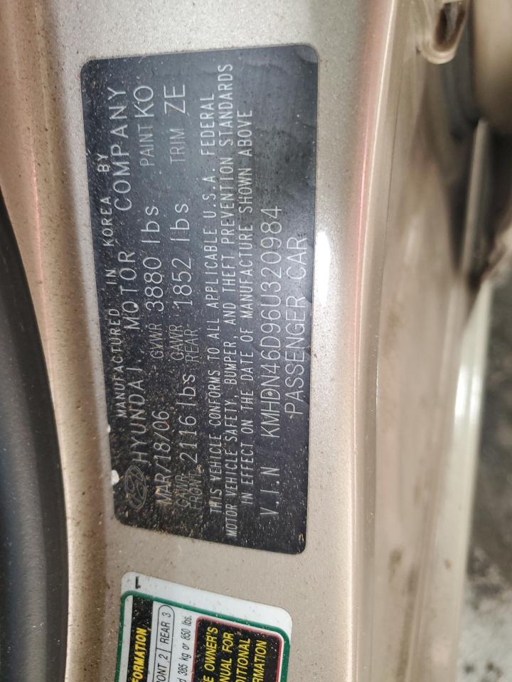 2006 Hyundai Elantra Gls VIN: KMHDN46D96U320984 Lot: 93663405