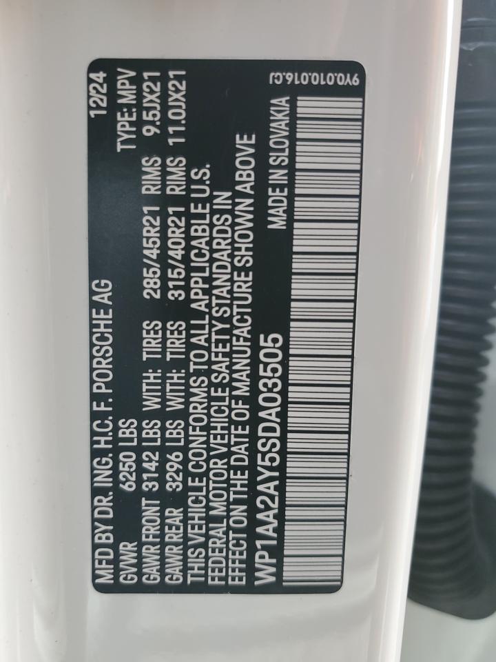 2025 Porsche Cayenne VIN: WP1AA2AY5SDA03505 Lot: 91938345