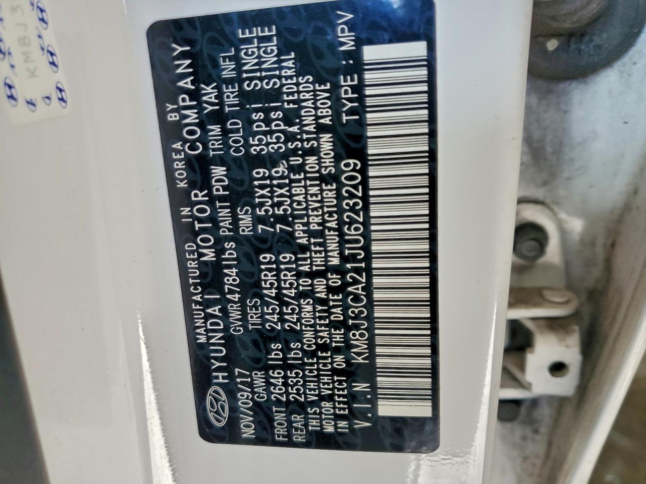 2018 Hyundai Tucson Value VIN: KM8J3CA21JU623209 Lot: 94319945