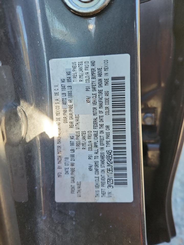 2018 Mazda 3 Touring VIN: 3MZBN1V36JM246646 Lot: 90936865